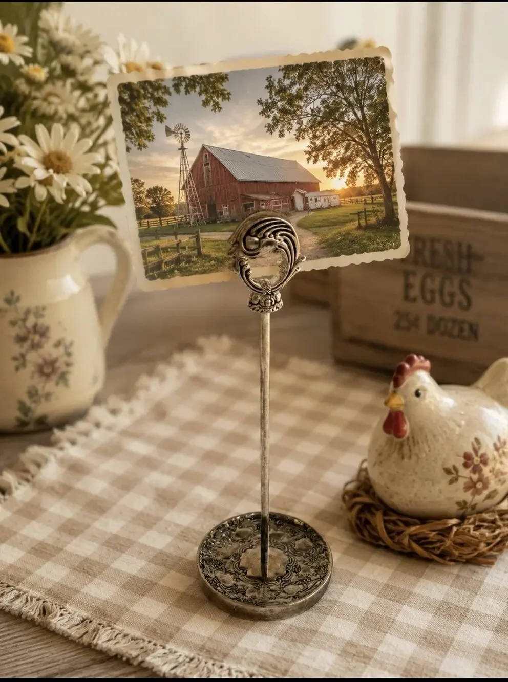Vtg Silver Plated Orange Picture Hider Stand